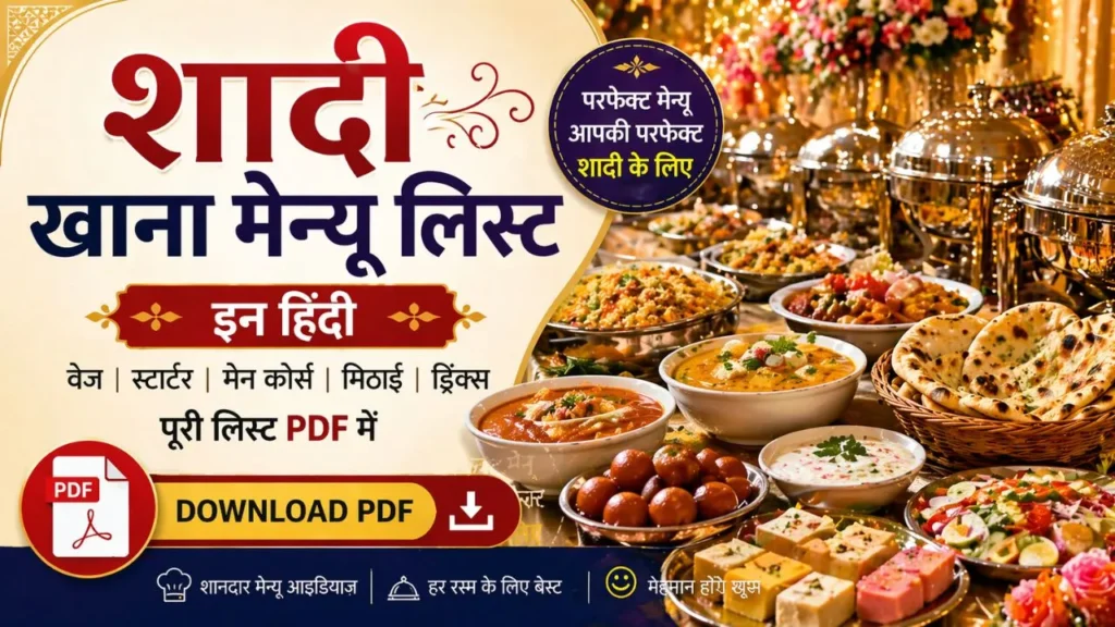 shadi khana menu list in hindi, शादी खाना मेनू लिस्ट इन हिंदी pdf